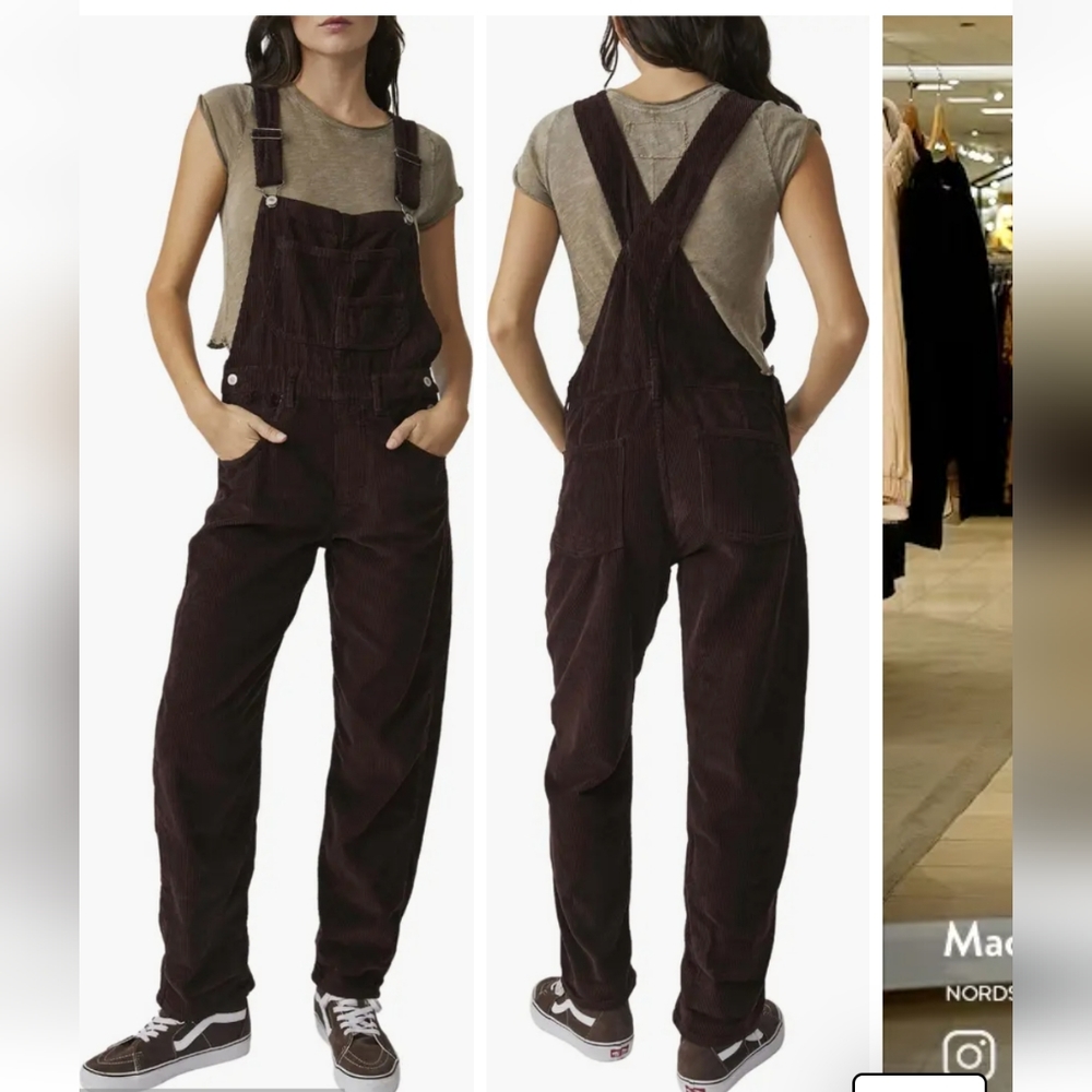 Free people brown corduroy overalls
